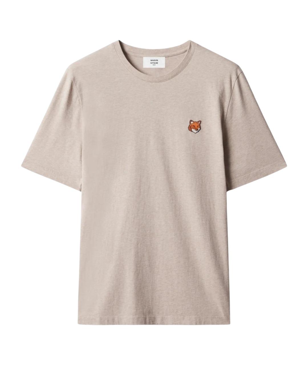 MAISON KITSUNE Бежевая хлопковая футболка, фото 1