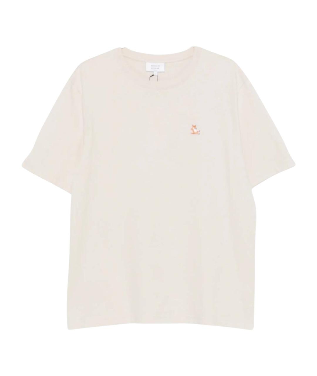 MAISON KITSUNE Бежевая хлопковая футболка, фото 1