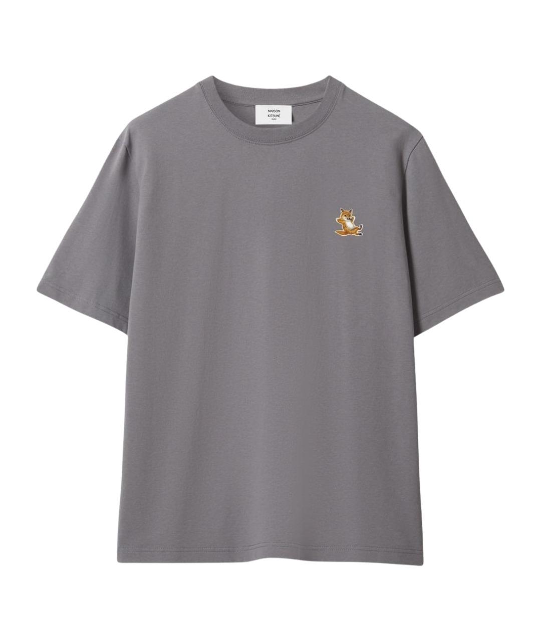 MAISON KITSUNE Серая хлопковая футболка, фото 1