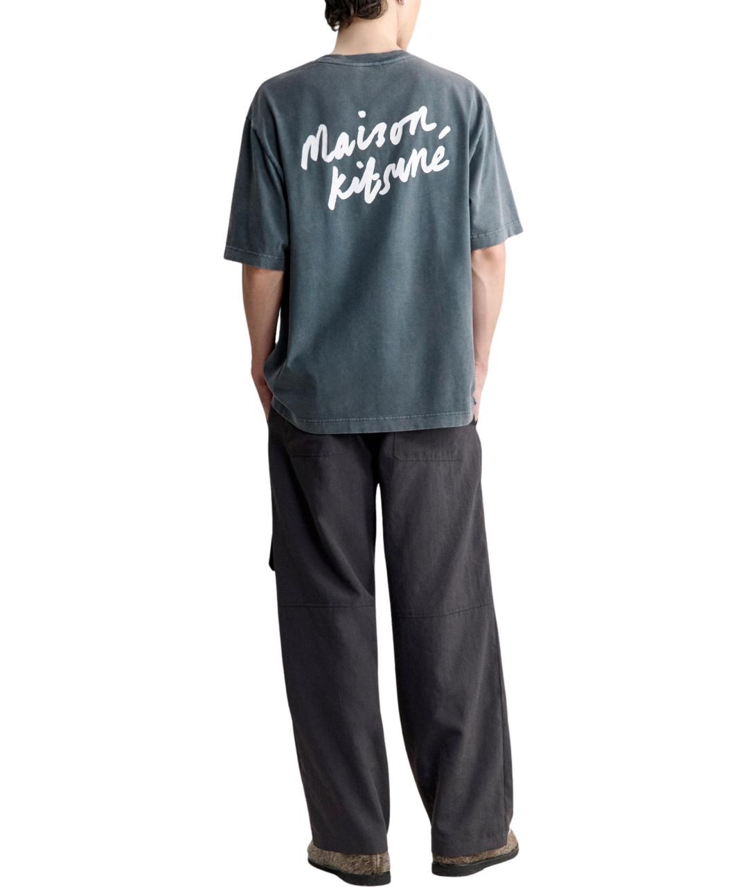 MAISON KITSUNE Серая хлопковая футболка, фото 4