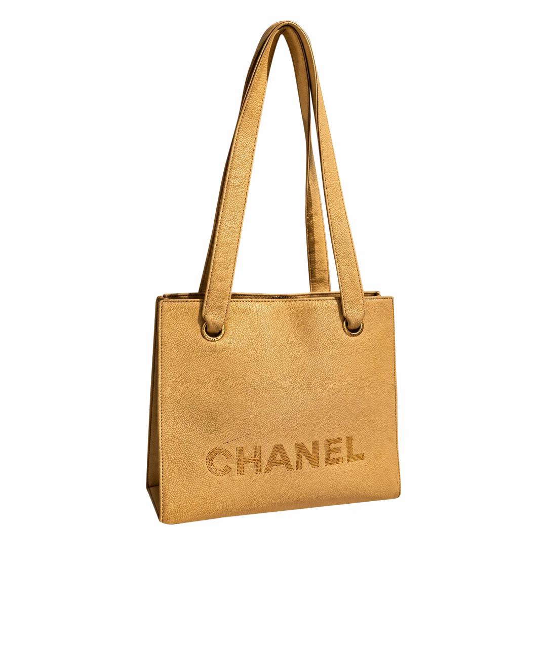 CHANEL Бежевая кожаная сумка тоут, фото 1
