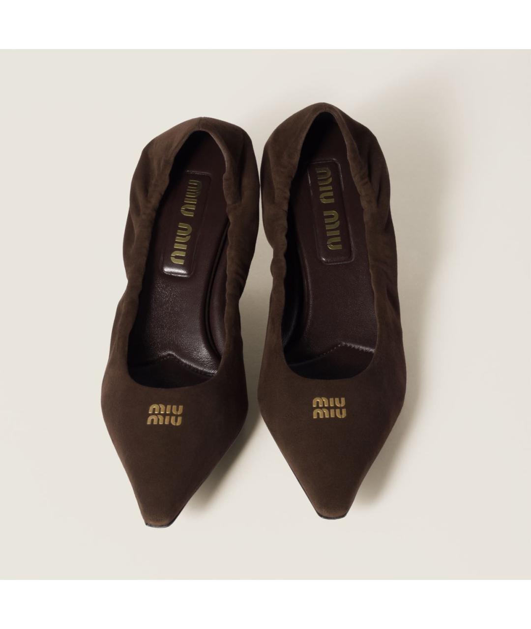 MIU MIU Коричневые замшевые туфли, фото 3
