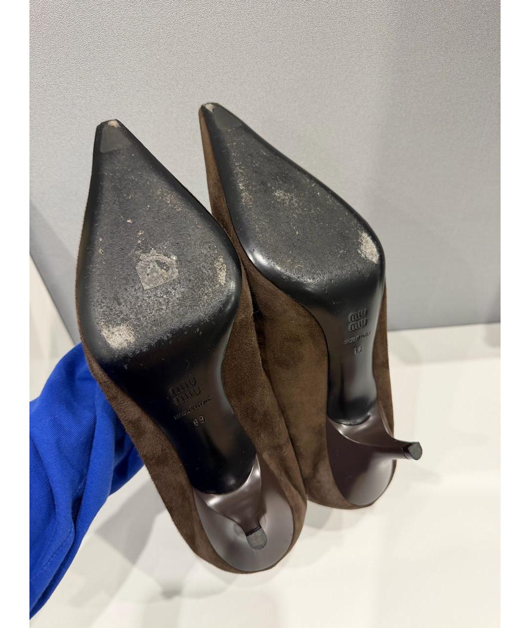 MIU MIU Коричневые замшевые туфли, фото 8