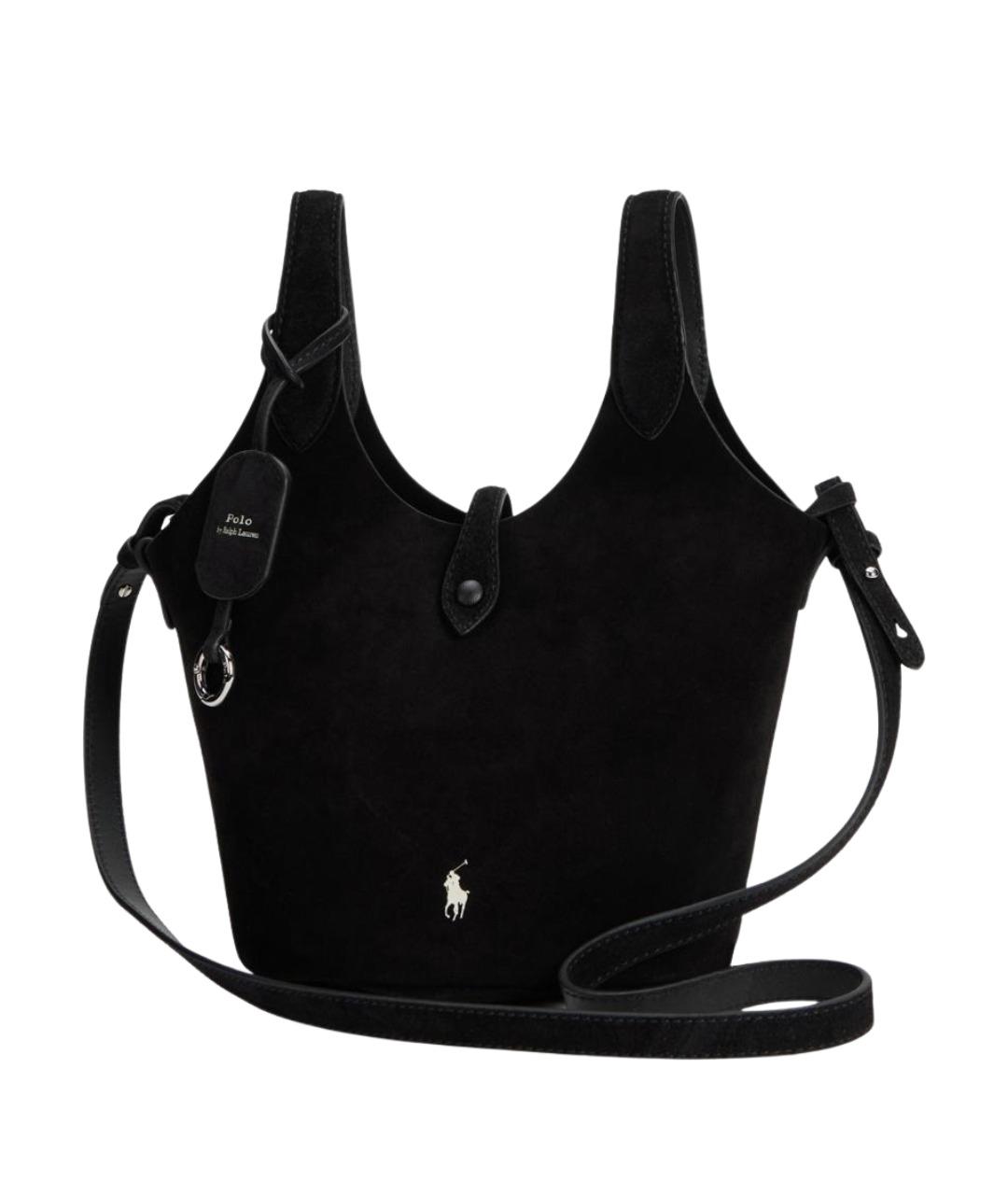 POLO RALPH LAUREN Черная кожаная сумка тоут, фото 1