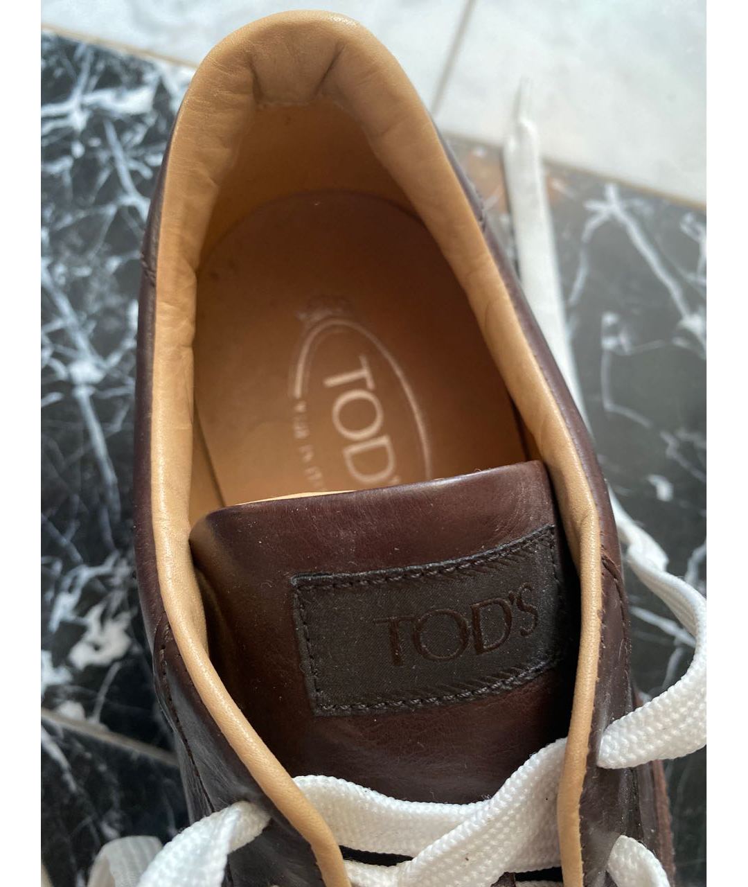 TOD'S Коричневые кожаные низкие кроссовки / кеды, фото 5