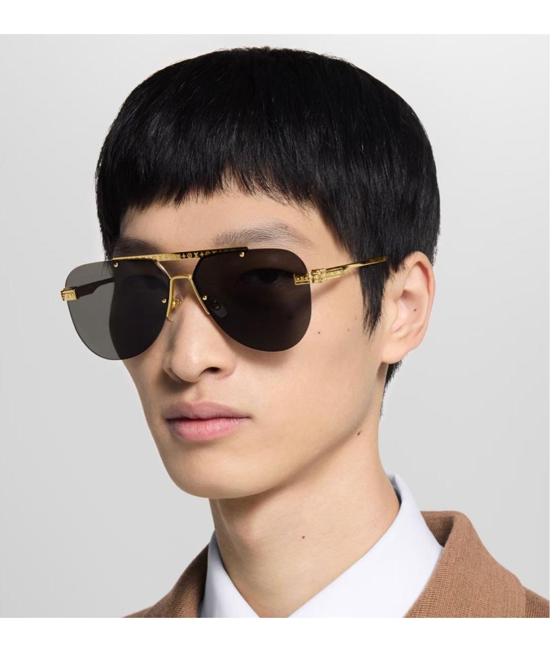LOUIS VUITTON Золотые пластиковые солнцезащитные очки, фото 5