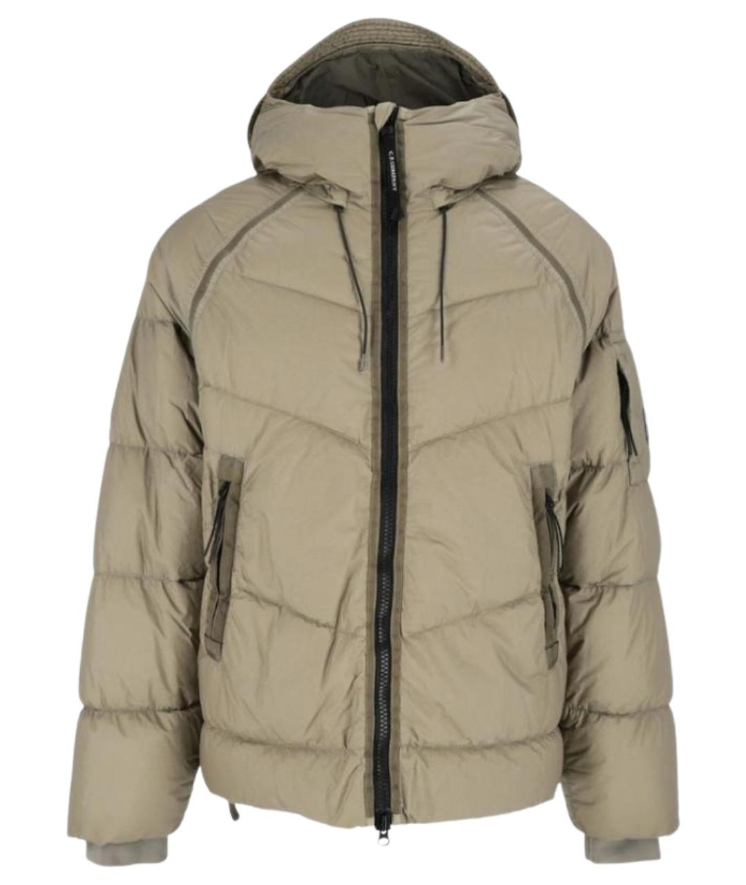 CP COMPANY Бежевый полиэстеровый пуховик, фото 1