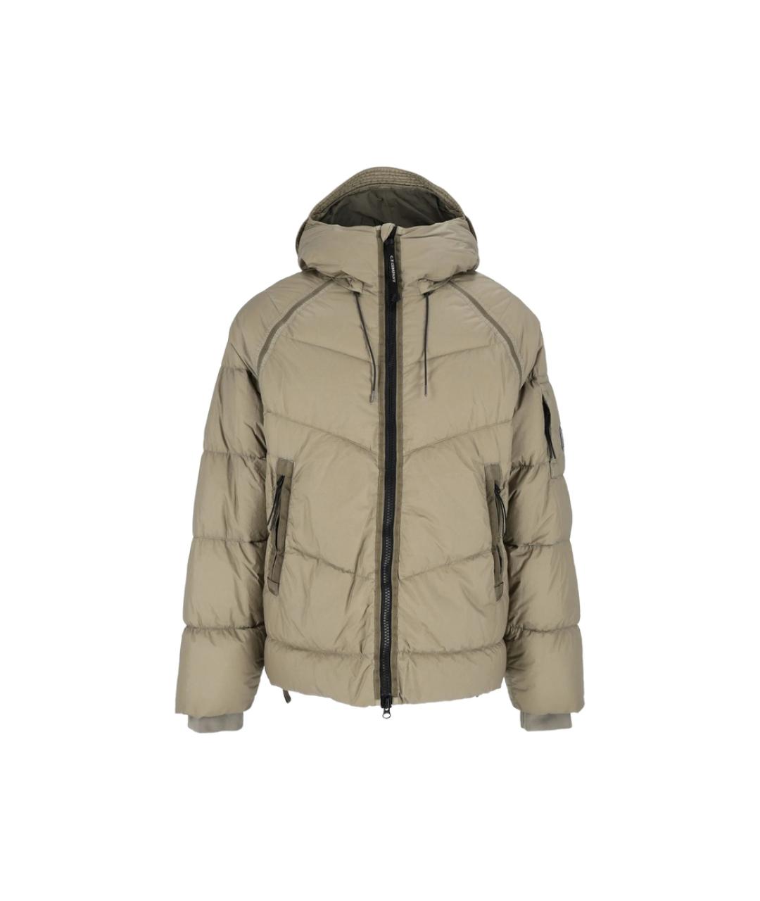 CP COMPANY Бежевый полиэстеровый пуховик, фото 4
