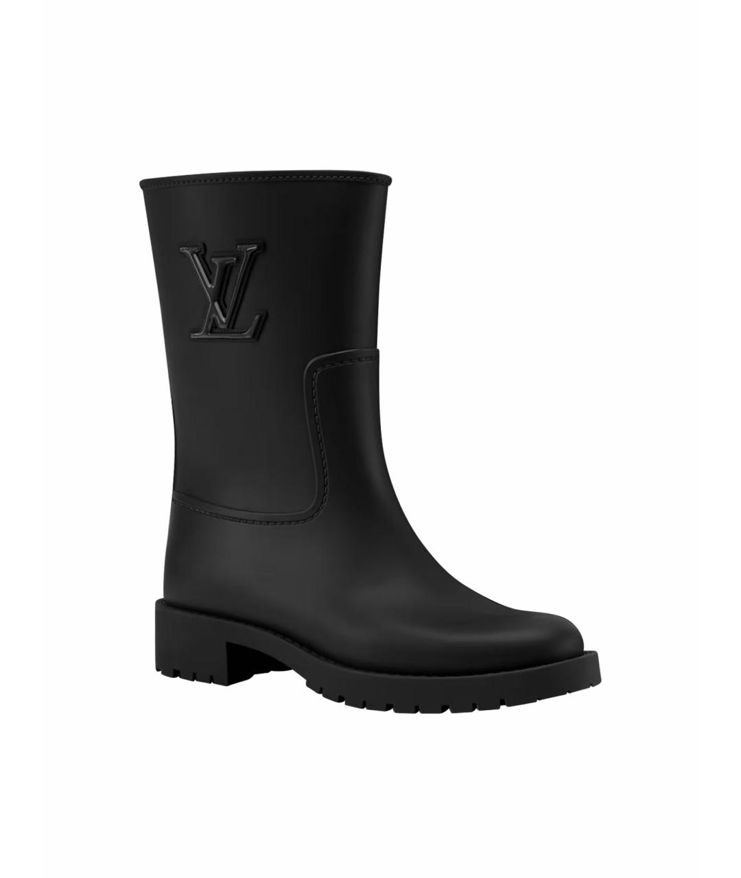 LOUIS VUITTON Черные резиновые сапоги, фото 1