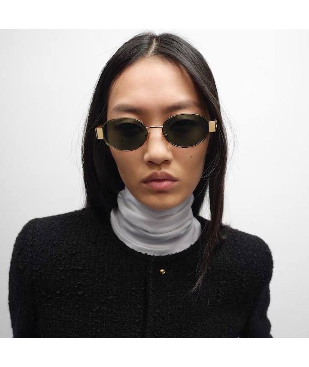CELINE Золотые металлические солнцезащитные очки, фото 2