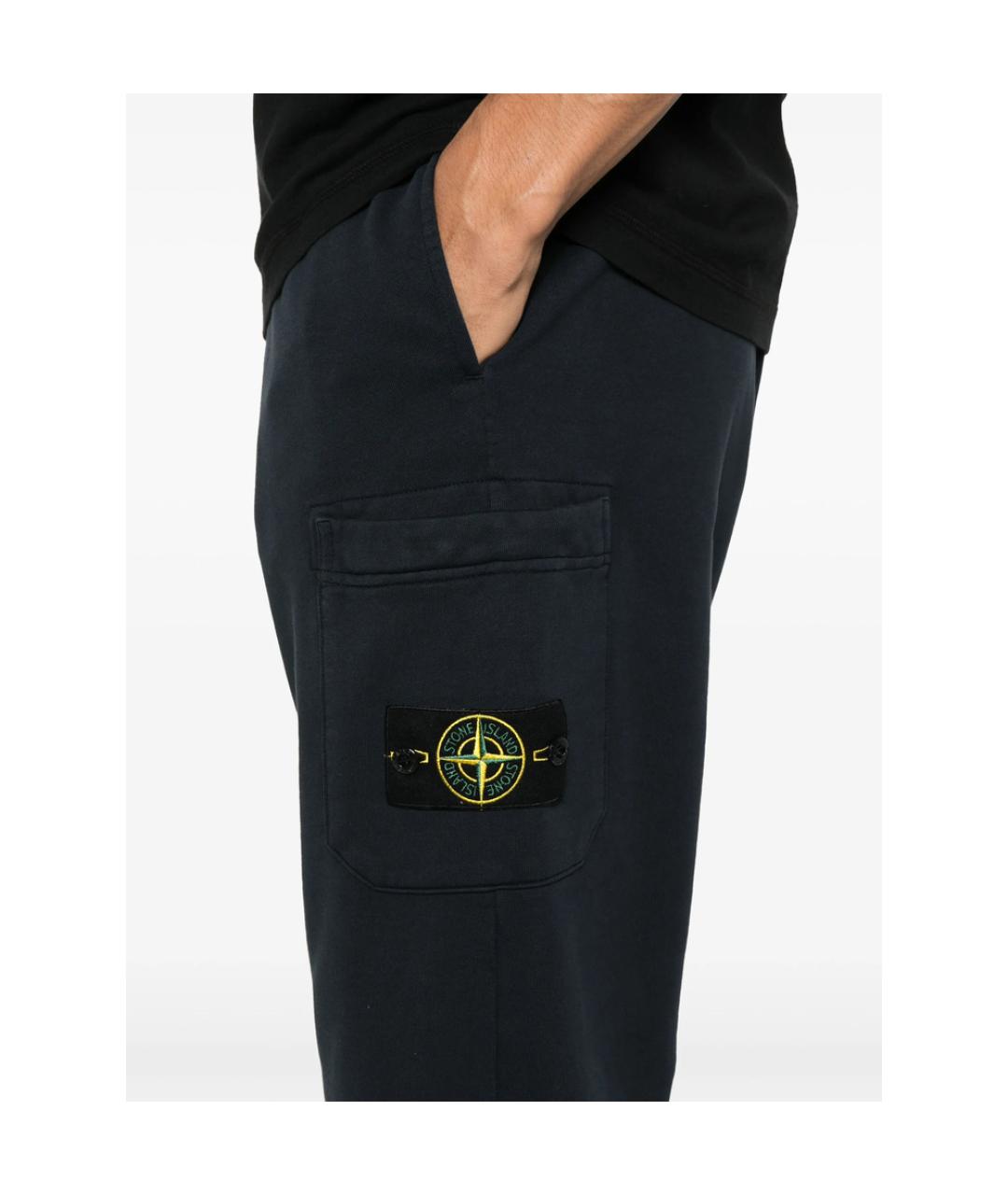 STONE ISLAND Темно-синие хлопковые повседневные брюки, фото 3
