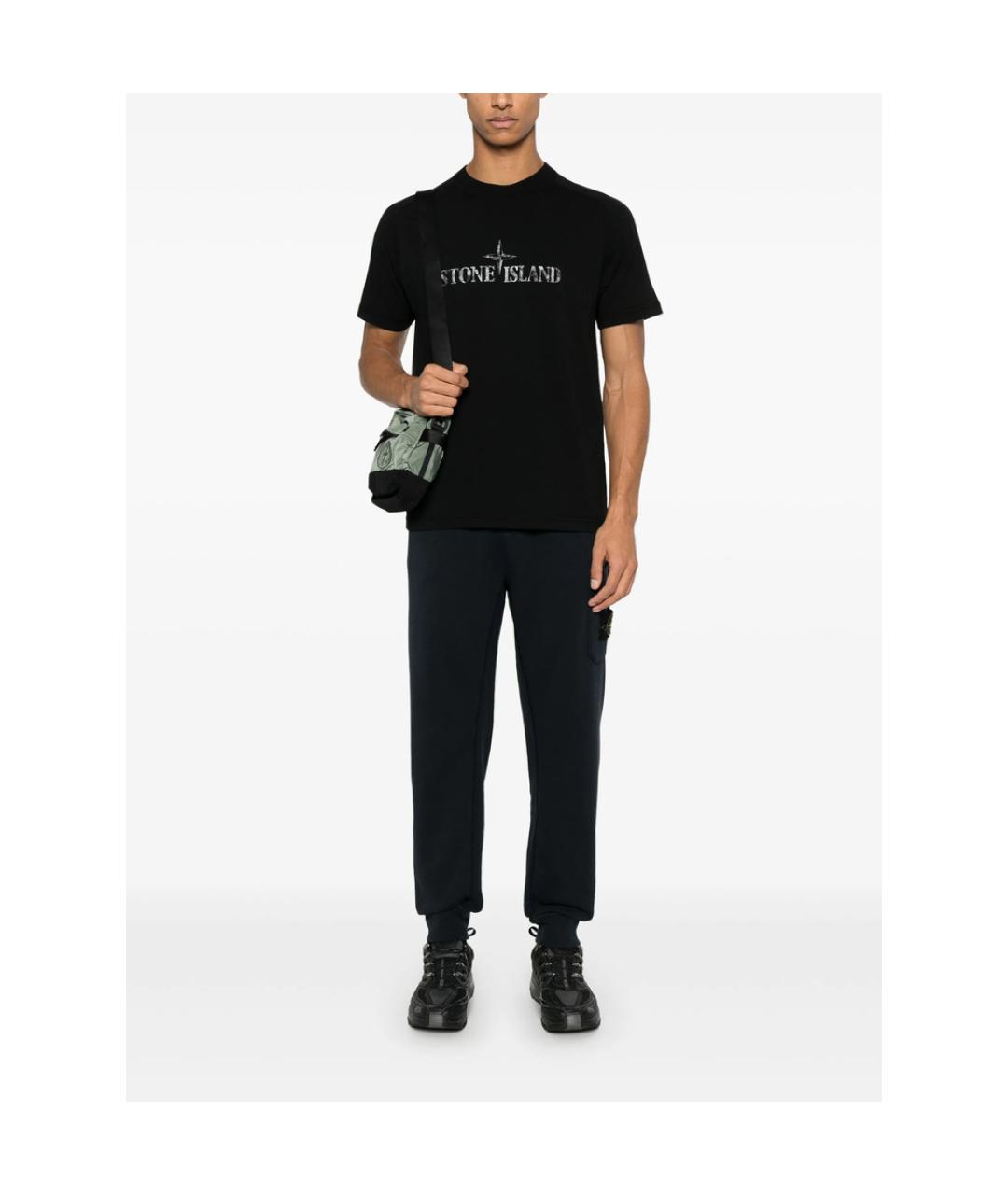 STONE ISLAND Темно-синие хлопковые повседневные брюки, фото 4