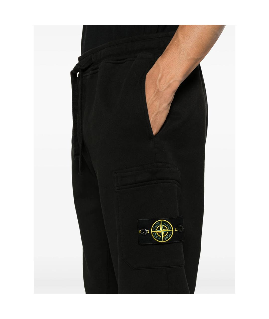STONE ISLAND Черные хлопковые повседневные брюки, фото 2