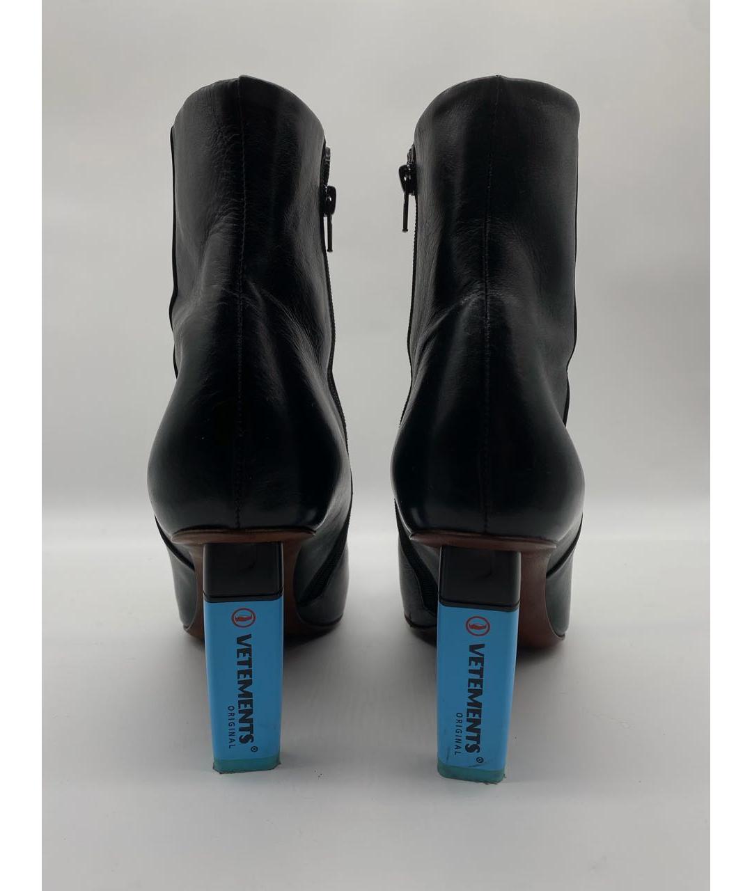 VETEMENTS Черные кожаные ботильоны, фото 4
