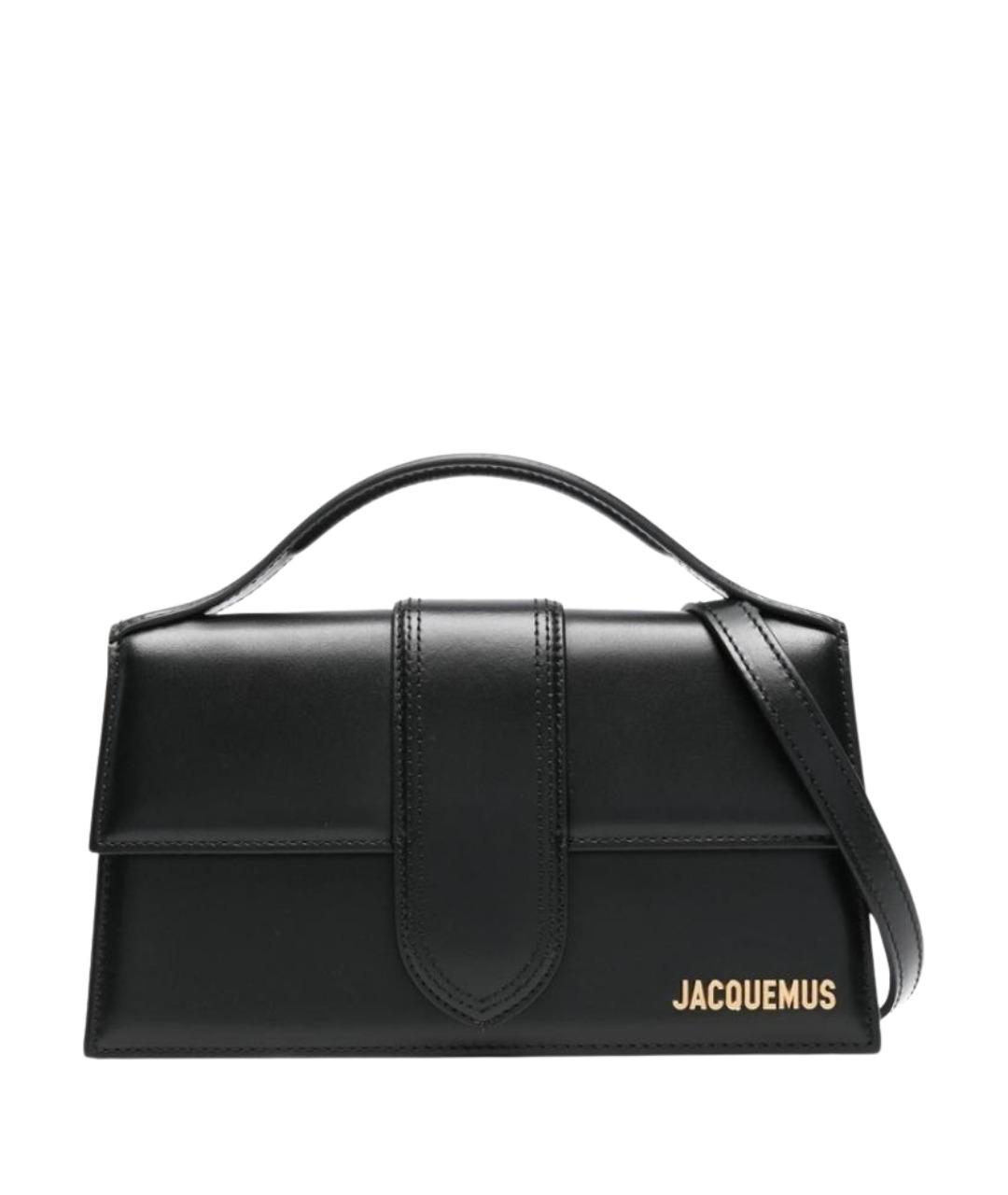 JACQUEMUS Черная кожаная сумка с короткими ручками, фото 1