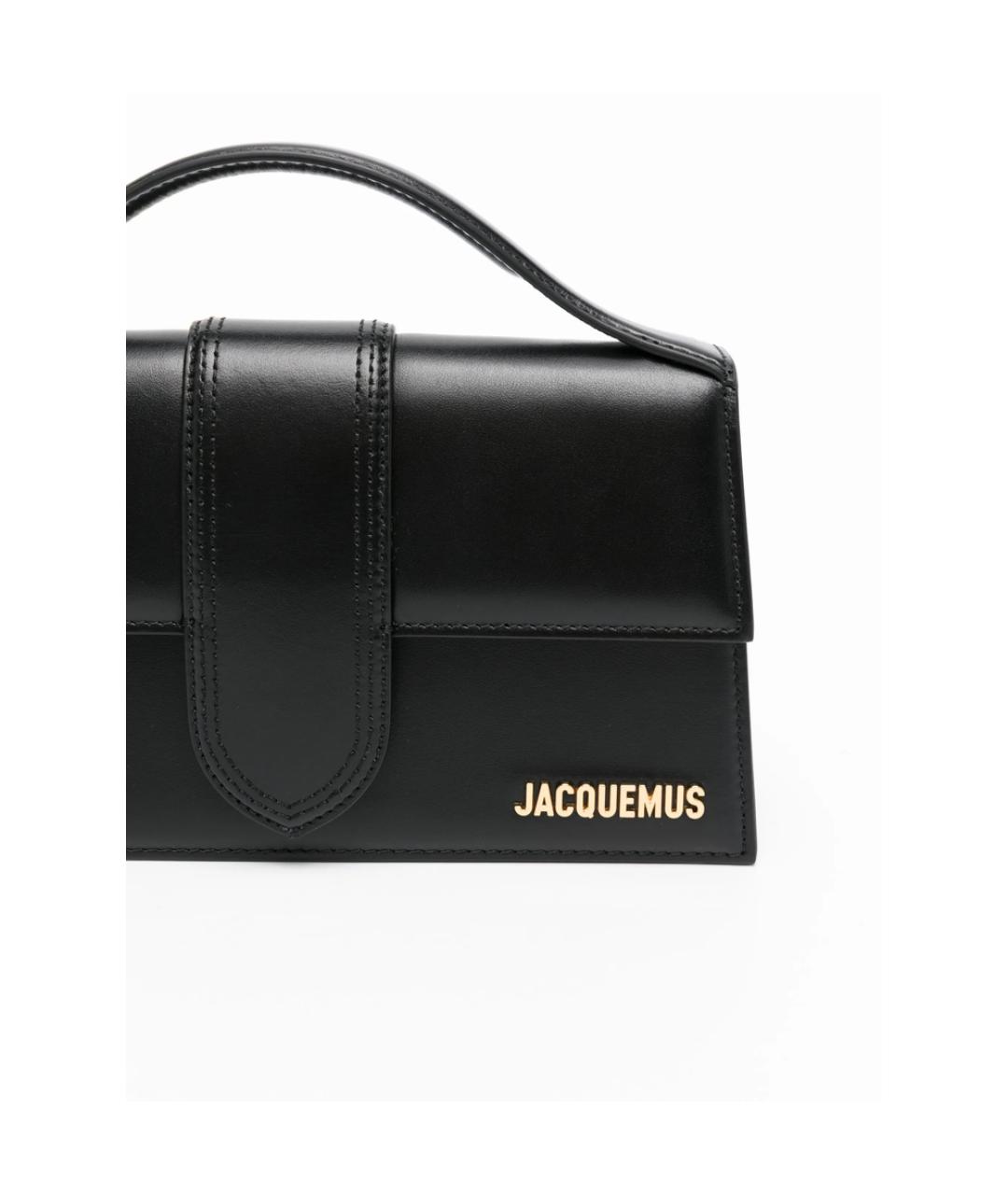 JACQUEMUS Черная кожаная сумка с короткими ручками, фото 2