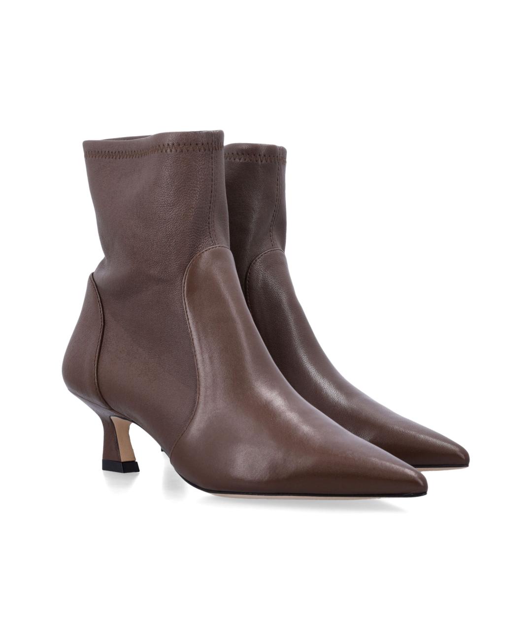STUART WEITZMAN Коричневые кожаные ботильоны, фото 2