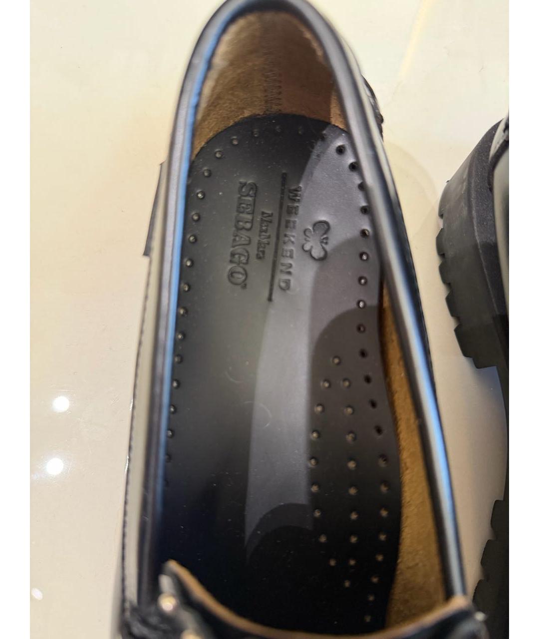 WEEKEND MAX MARA Черные кожаные лоферы, фото 4