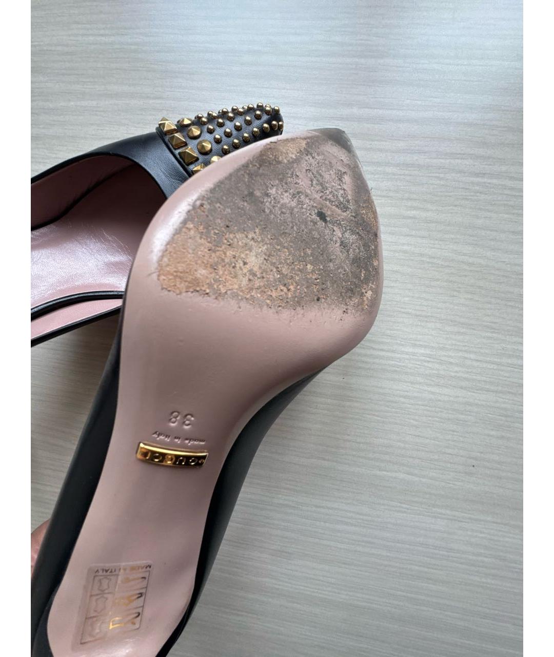 GUCCI Черные кожаные туфли, фото 6