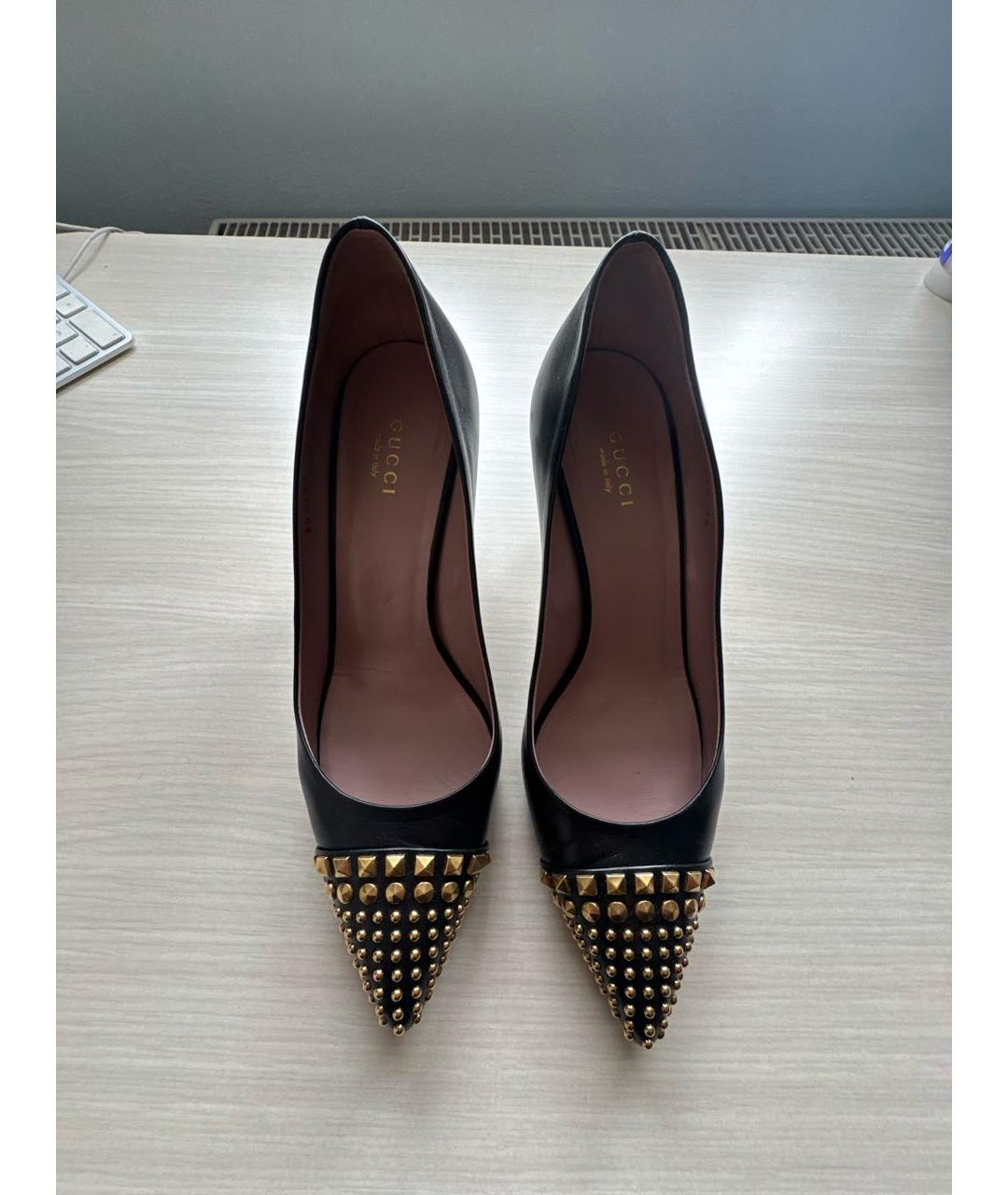 GUCCI Черные кожаные туфли, фото 2