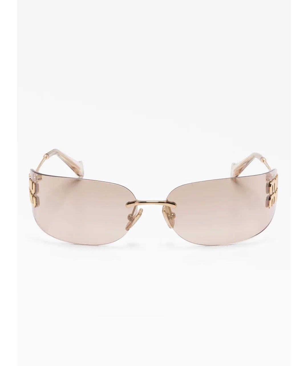 MIU MIU Бежевые металлические солнцезащитные очки, фото 2