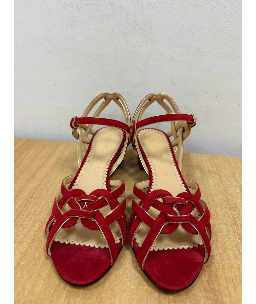 CHARLOTTE OLYMPIA Красные замшевые босоножки, фото 4