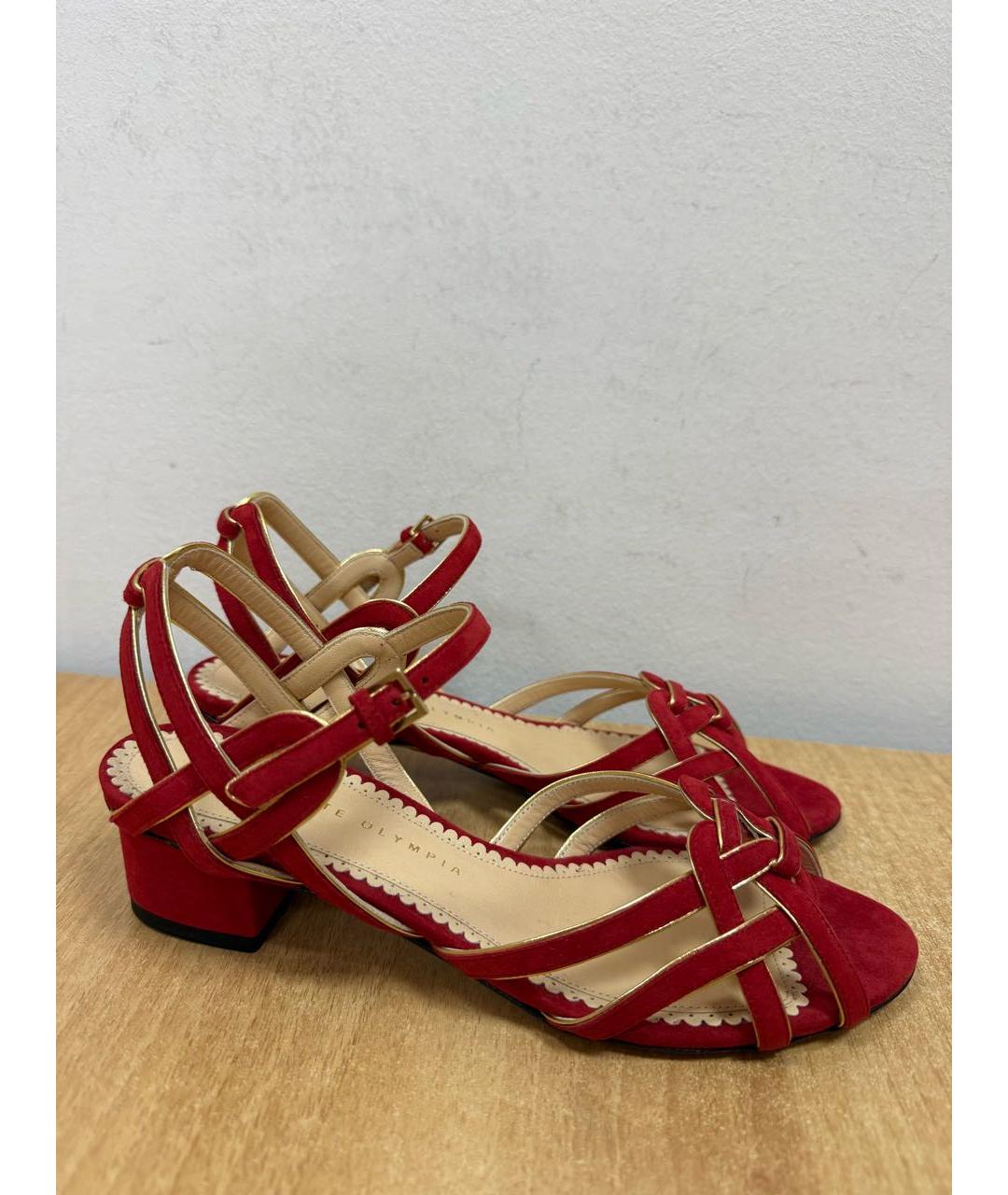 CHARLOTTE OLYMPIA Красные замшевые босоножки, фото 9