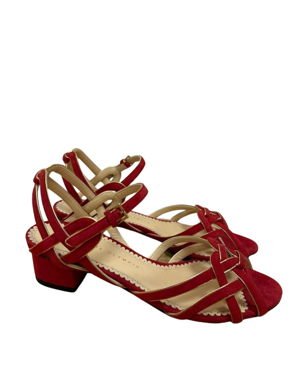 CHARLOTTE OLYMPIA Красные замшевые босоножки, фото 1