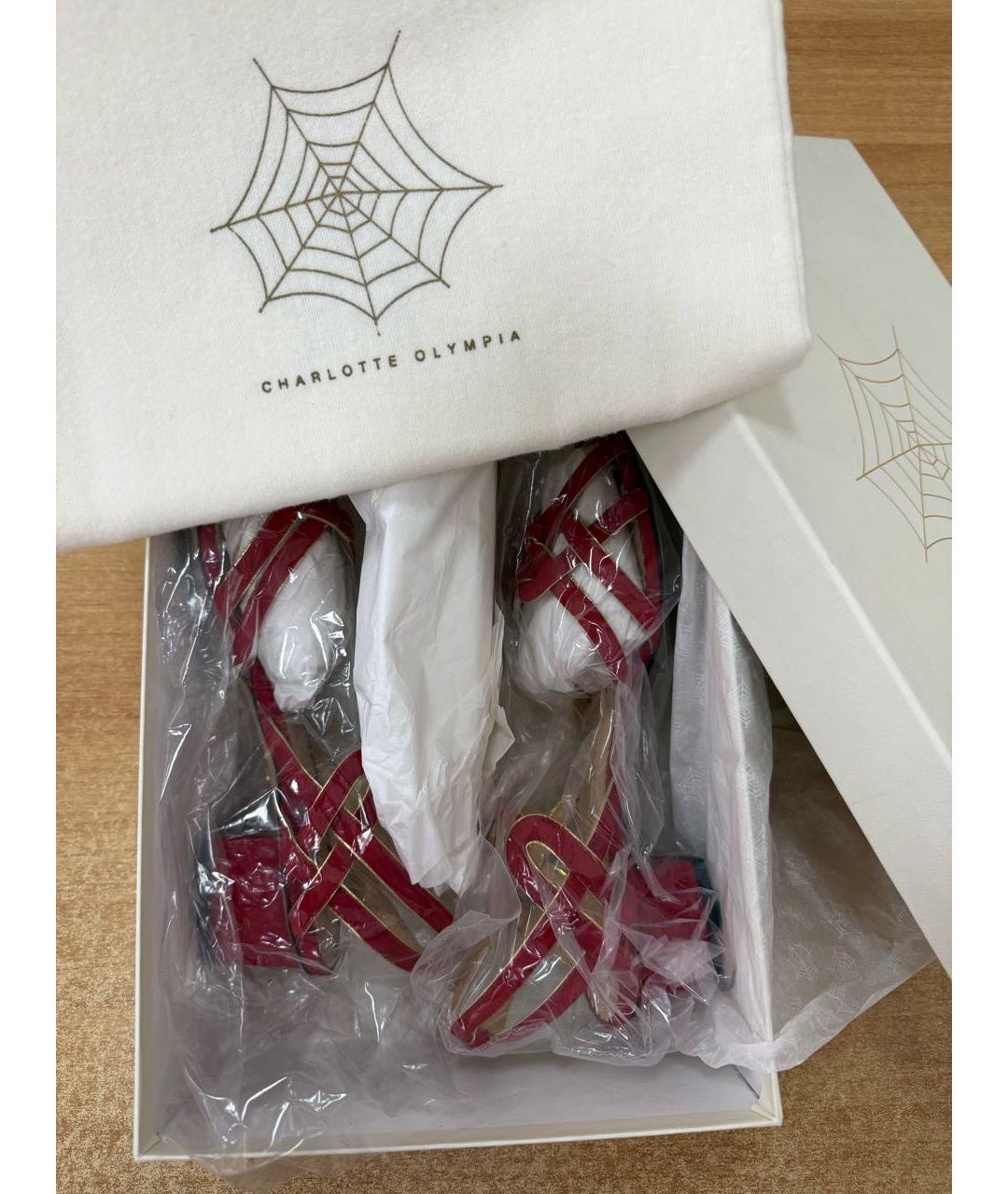 CHARLOTTE OLYMPIA Красные замшевые босоножки, фото 8