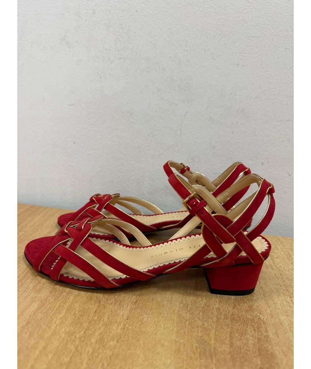 CHARLOTTE OLYMPIA Красные замшевые босоножки, фото 2