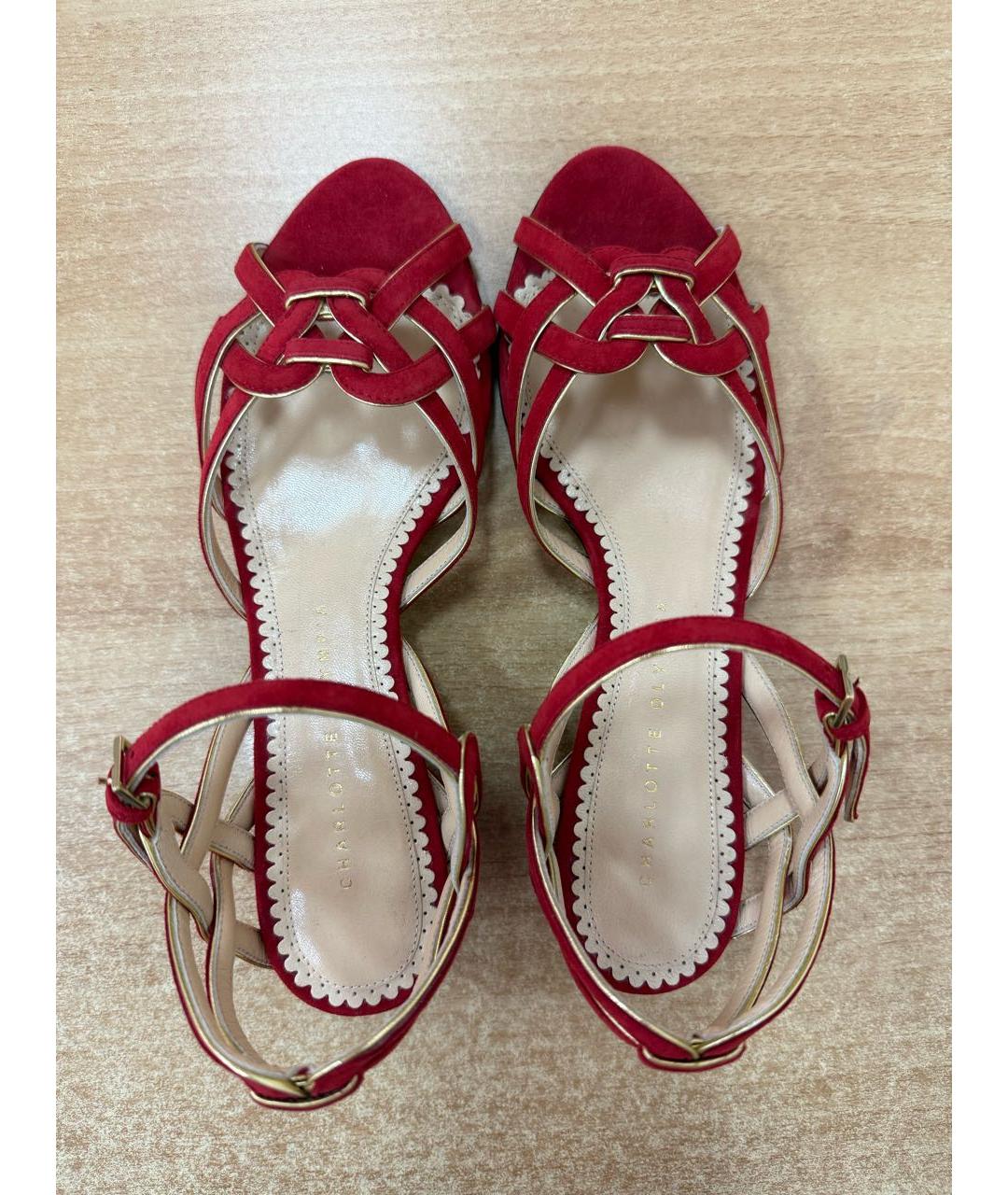 CHARLOTTE OLYMPIA Красные замшевые босоножки, фото 6