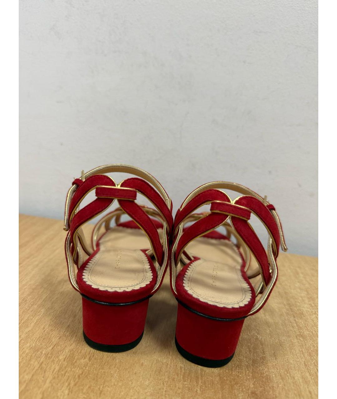 CHARLOTTE OLYMPIA Красные замшевые босоножки, фото 5