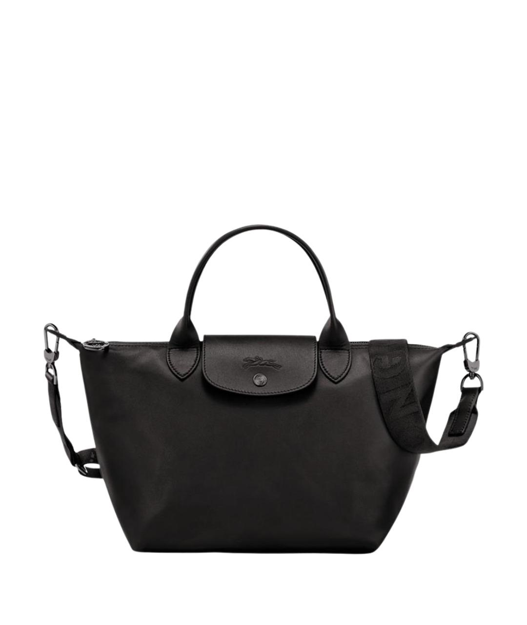 LONGCHAMP Черная кожаная сумка тоут, фото 1