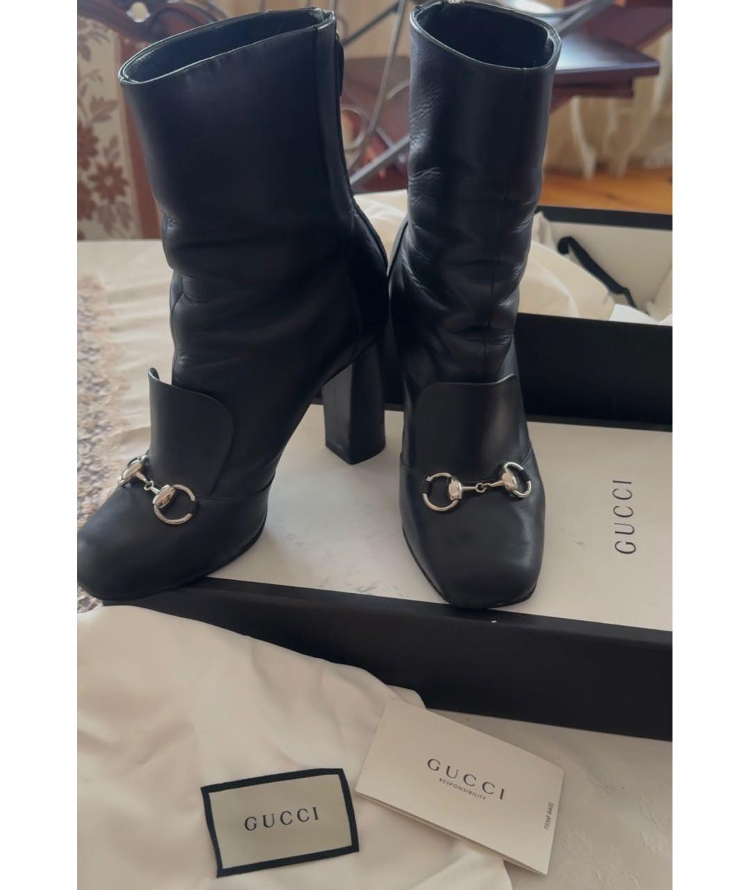 GUCCI Черные кожаные сапоги, фото 4
