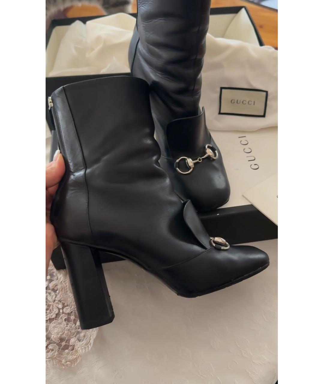 GUCCI Черные кожаные сапоги, фото 3