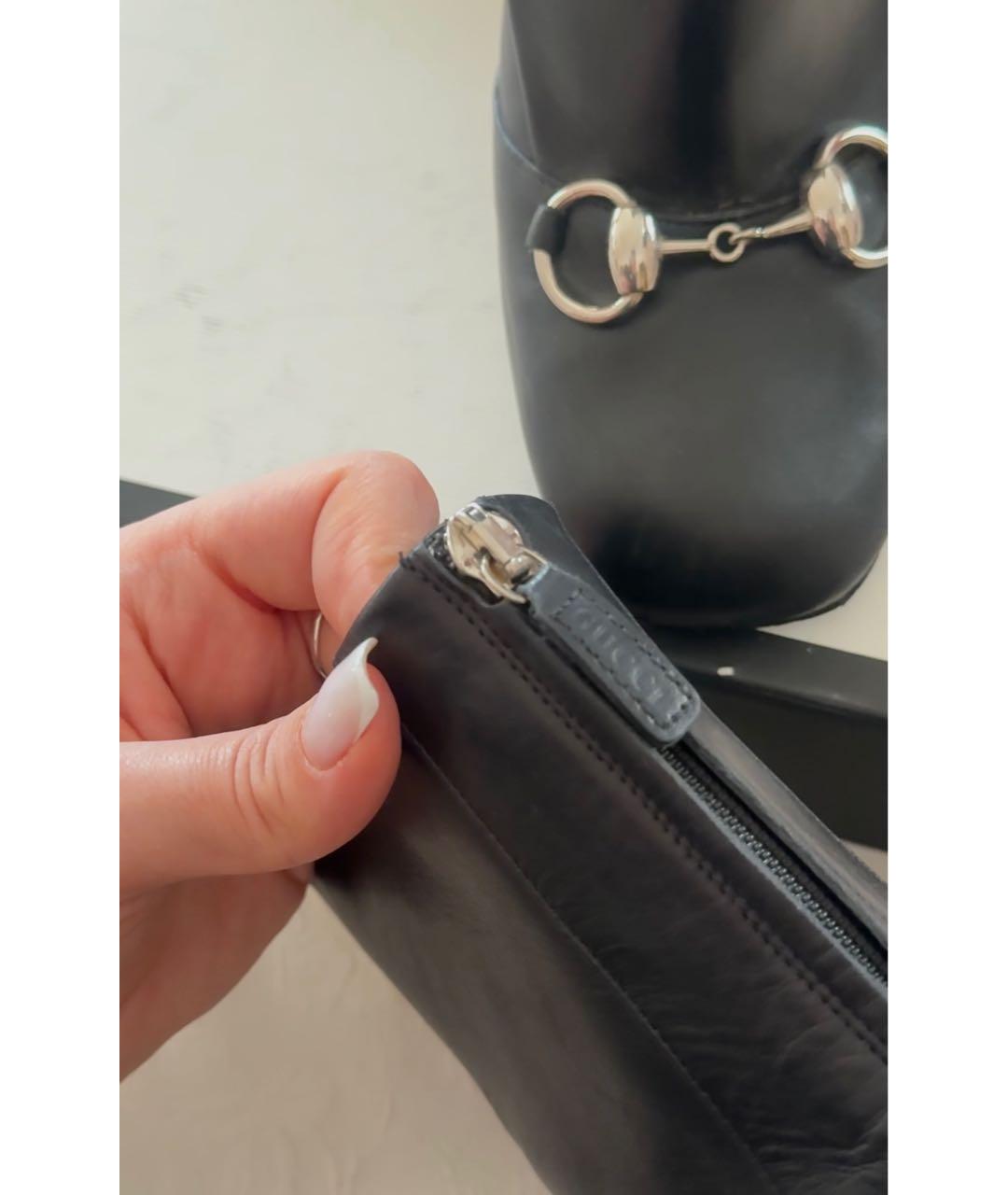 GUCCI Черные кожаные сапоги, фото 5