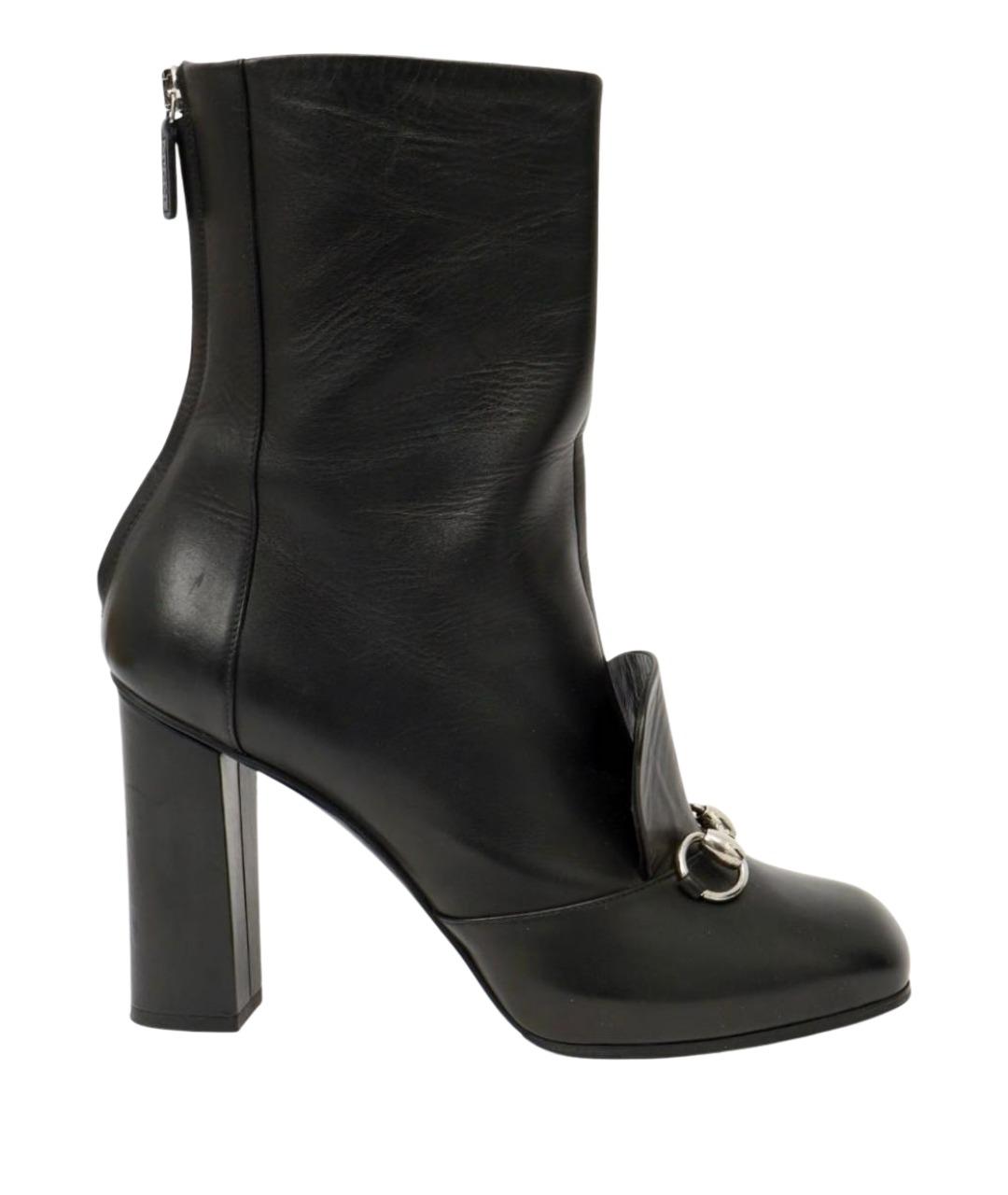 GUCCI Черные кожаные сапоги, фото 1