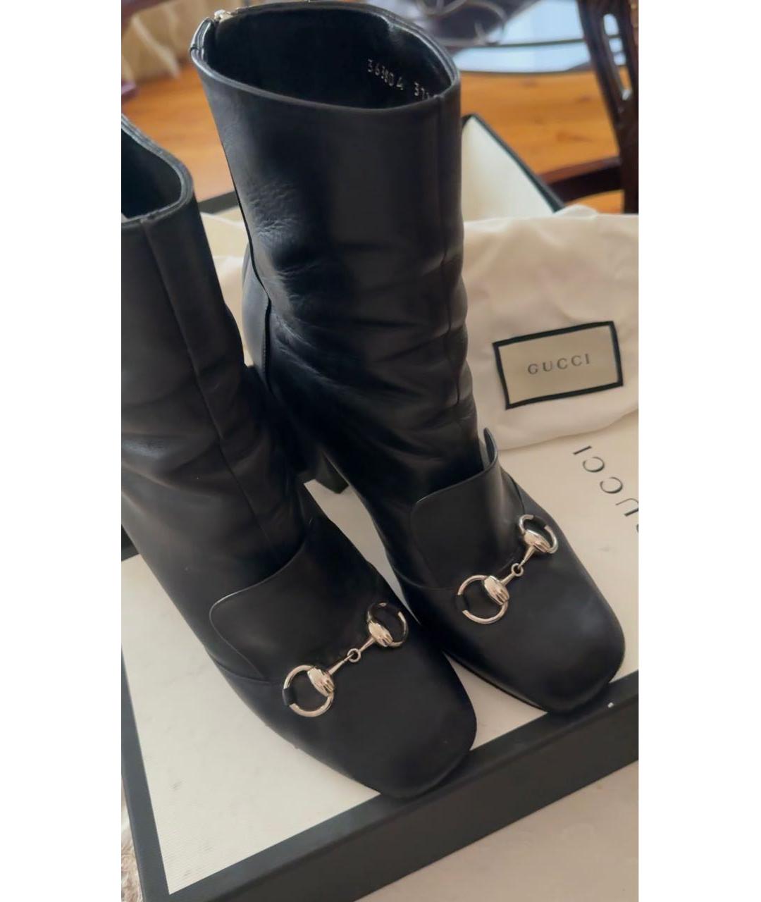 GUCCI Черные кожаные сапоги, фото 2