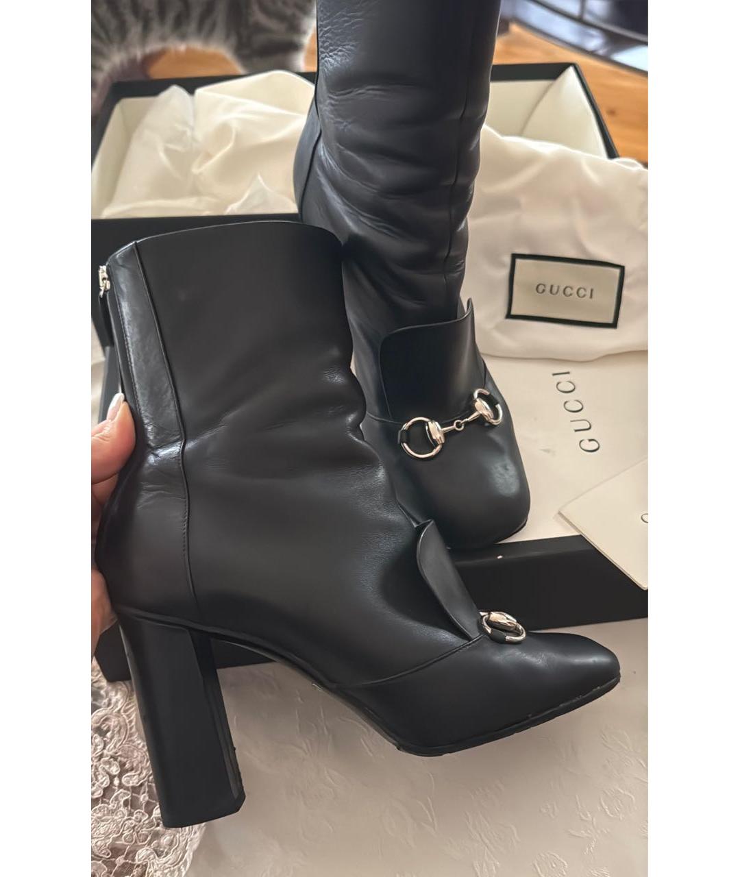 GUCCI Черные кожаные сапоги, фото 7