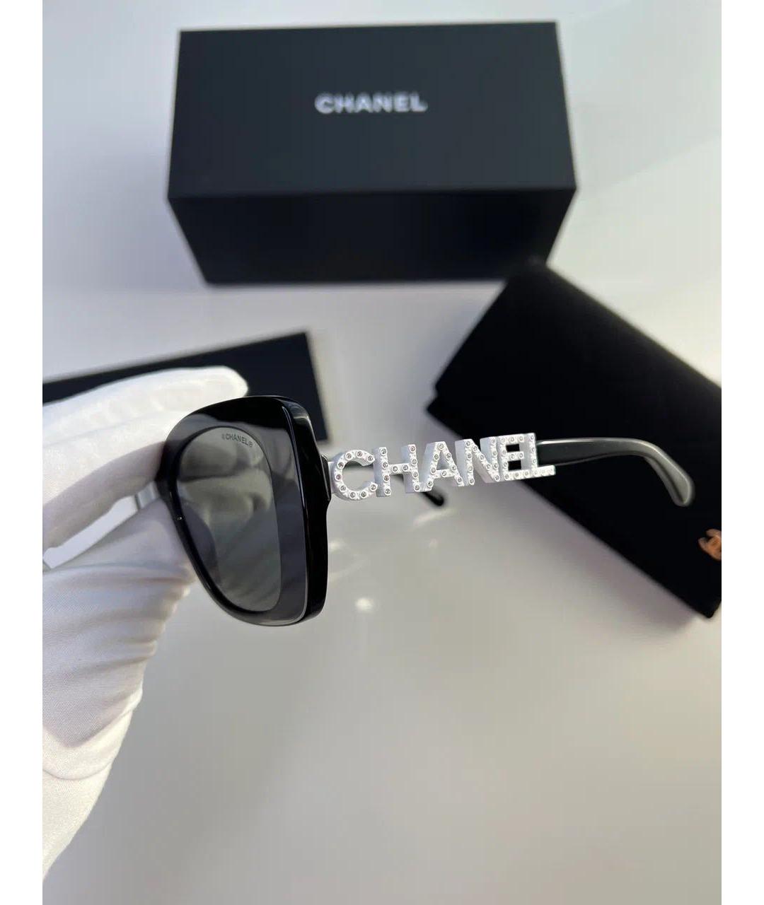 CHANEL Черные пластиковые солнцезащитные очки, фото 3
