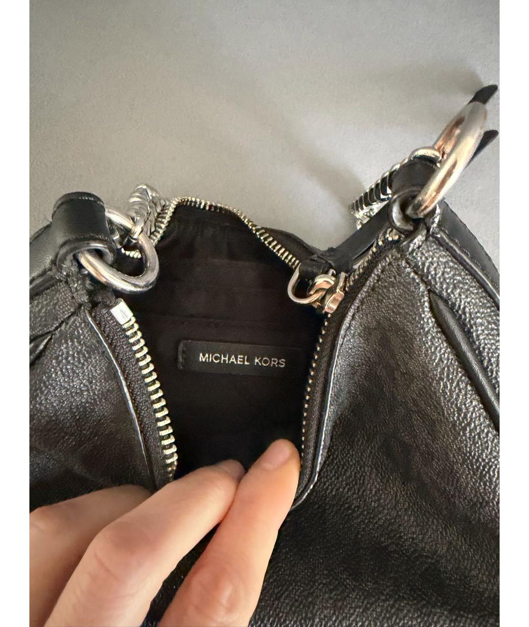 MICHAEL KORS Черная кожаная сумка с короткими ручками, фото 2