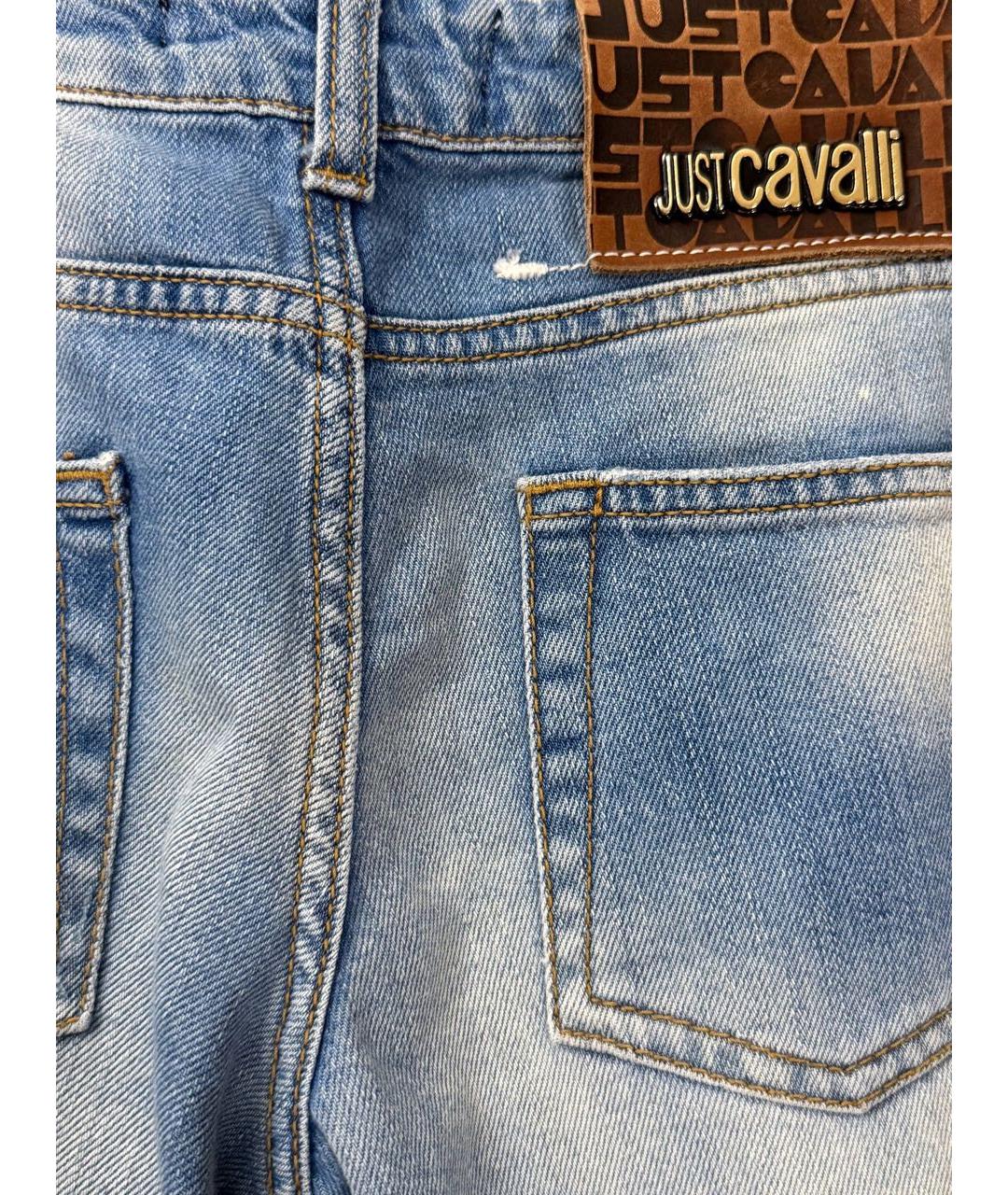 JUST CAVALLI Голубые хлопковые прямые джинсы, фото 4