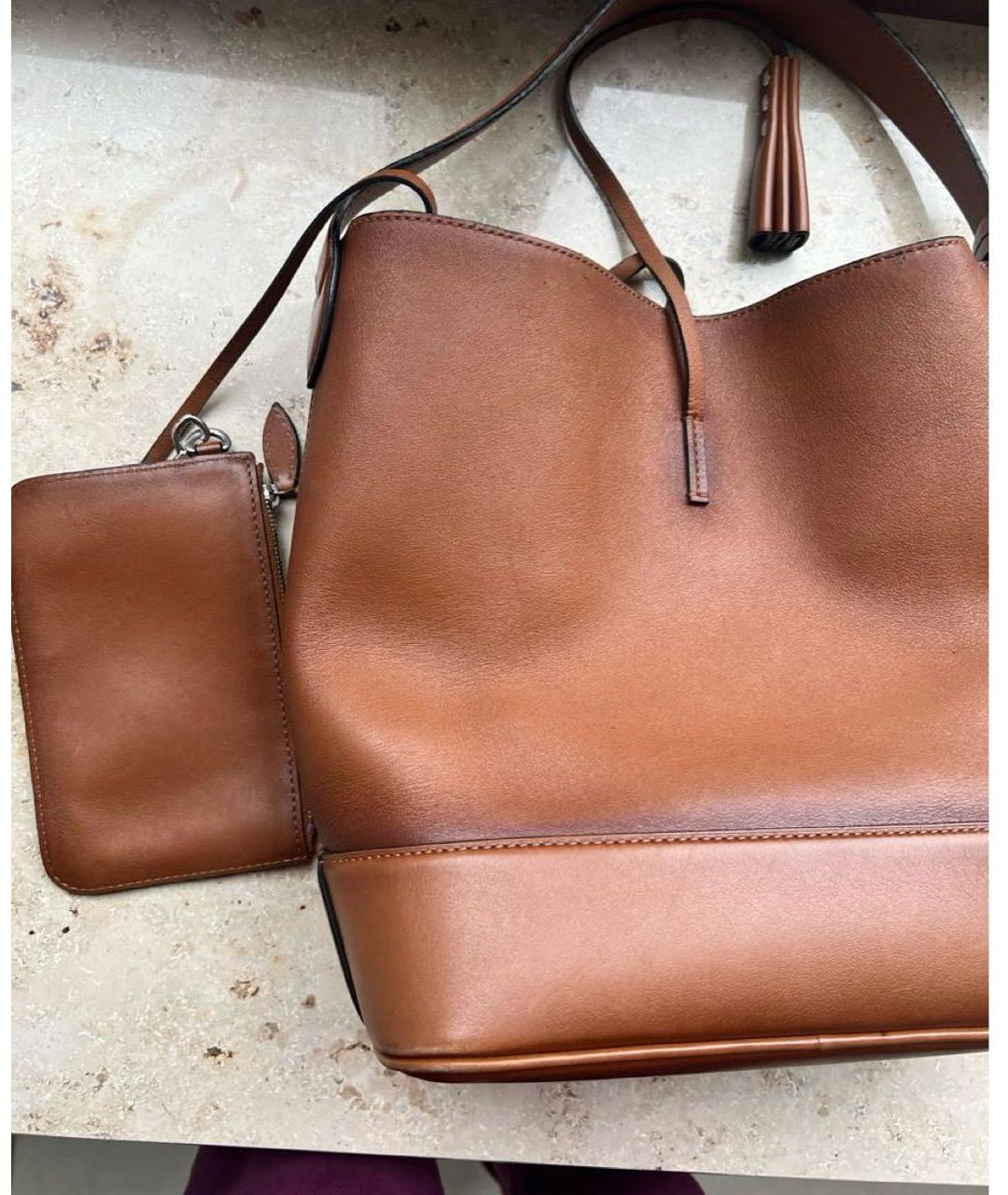 LOUIS VUITTON Коричневая кожаная сумка тоут, фото 3