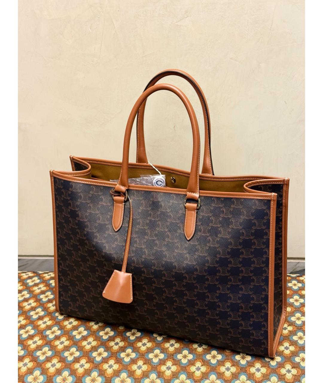CELINE Коричневая сумка тоут из искусственной кожи, фото 2