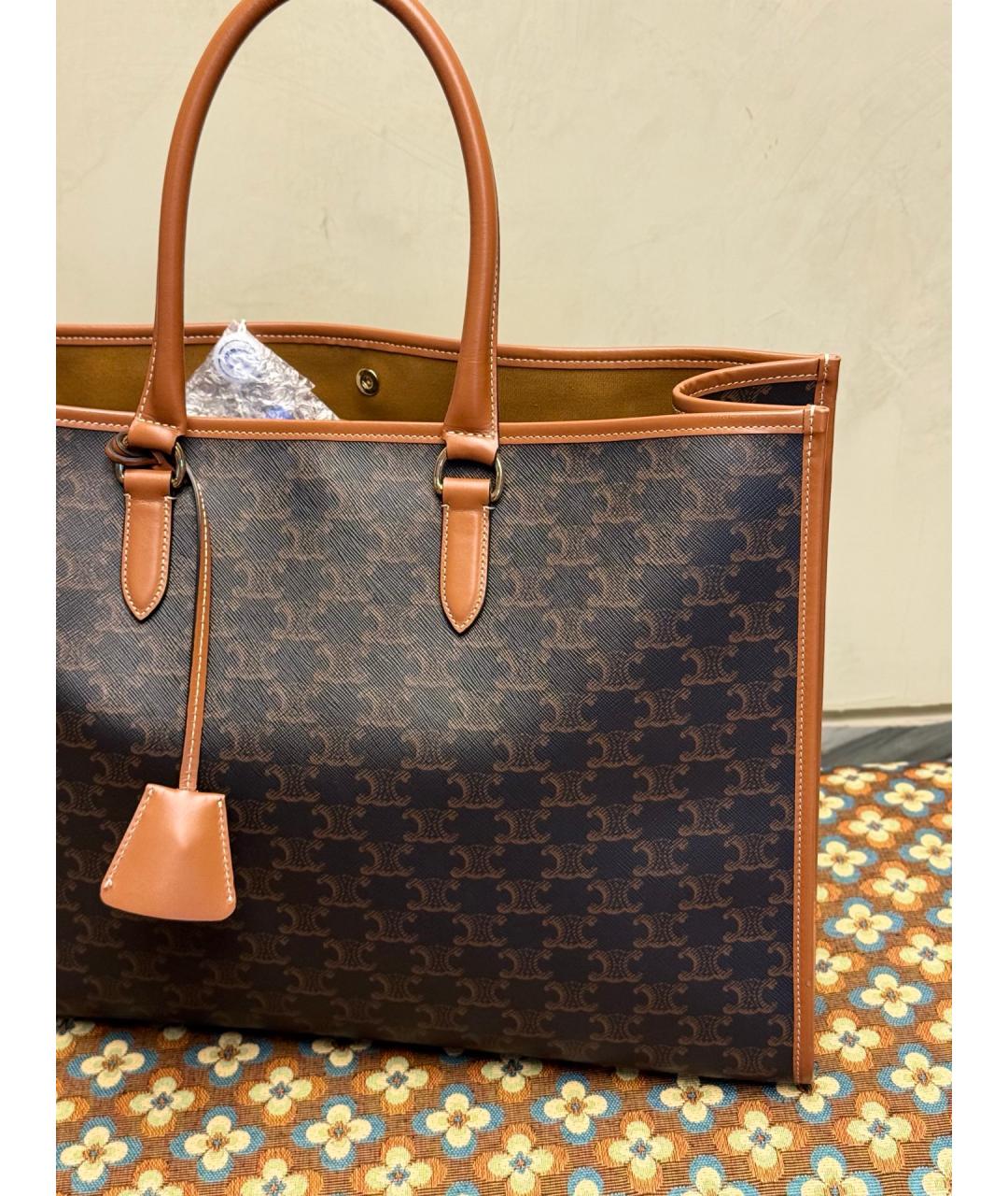 CELINE Коричневая сумка тоут из искусственной кожи, фото 3
