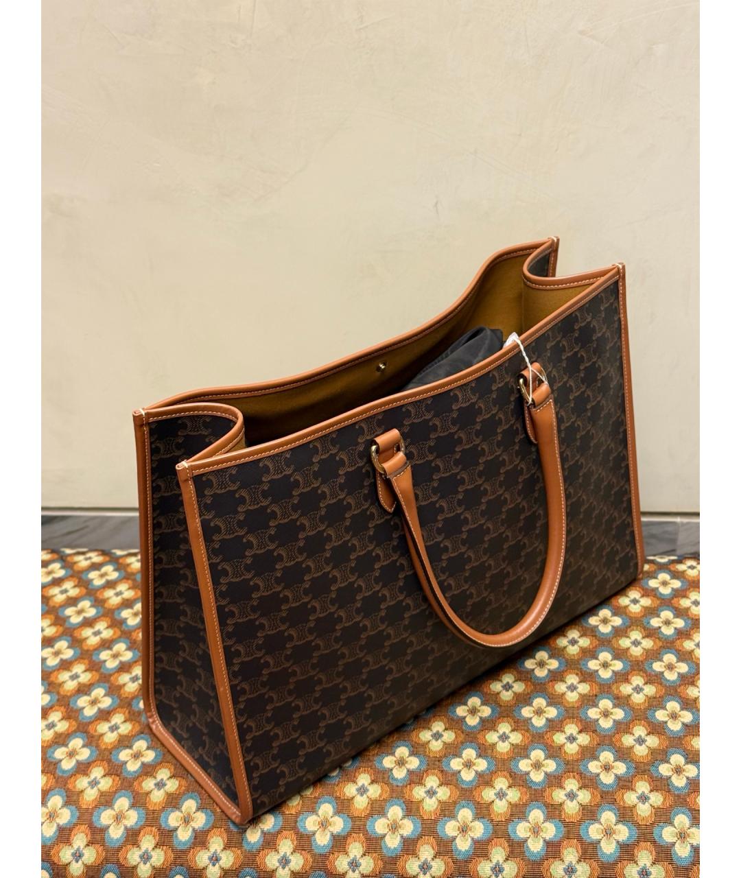 CELINE Коричневая сумка тоут из искусственной кожи, фото 5