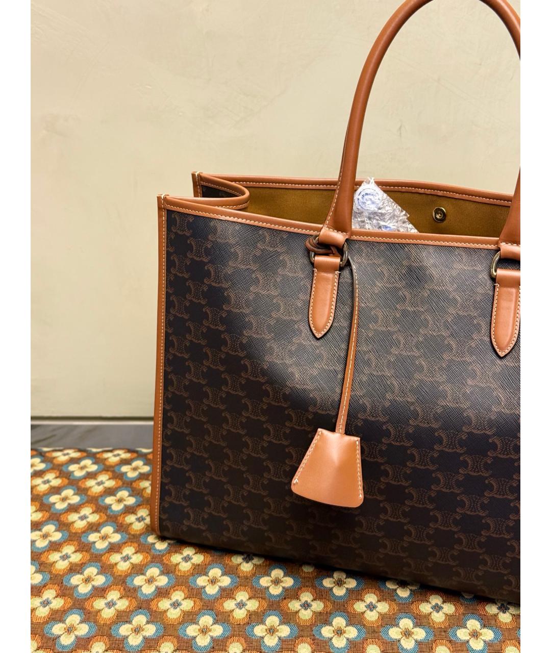 CELINE Коричневая сумка тоут из искусственной кожи, фото 4