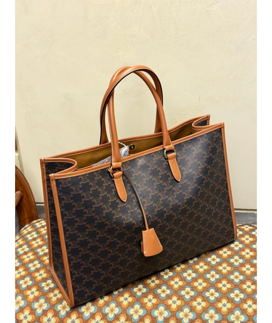 CELINE Коричневая сумка тоут из искусственной кожи, фото 7