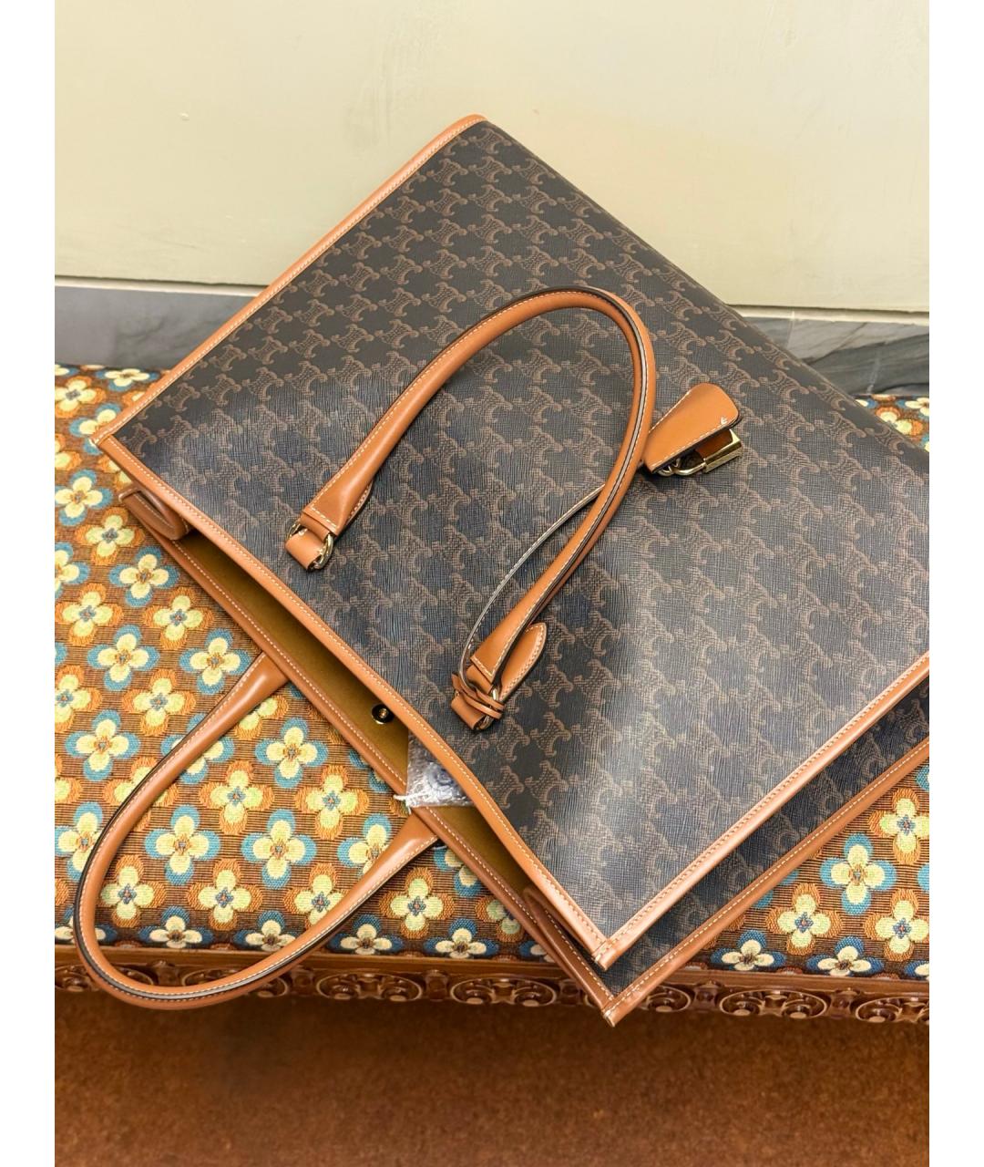 CELINE Коричневая сумка тоут из искусственной кожи, фото 6