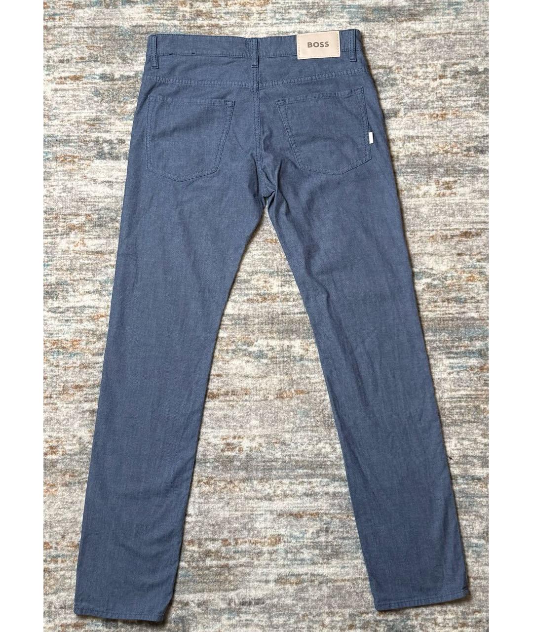 HUGO BOSS Синие хлопко-эластановые повседневные брюки, фото 3